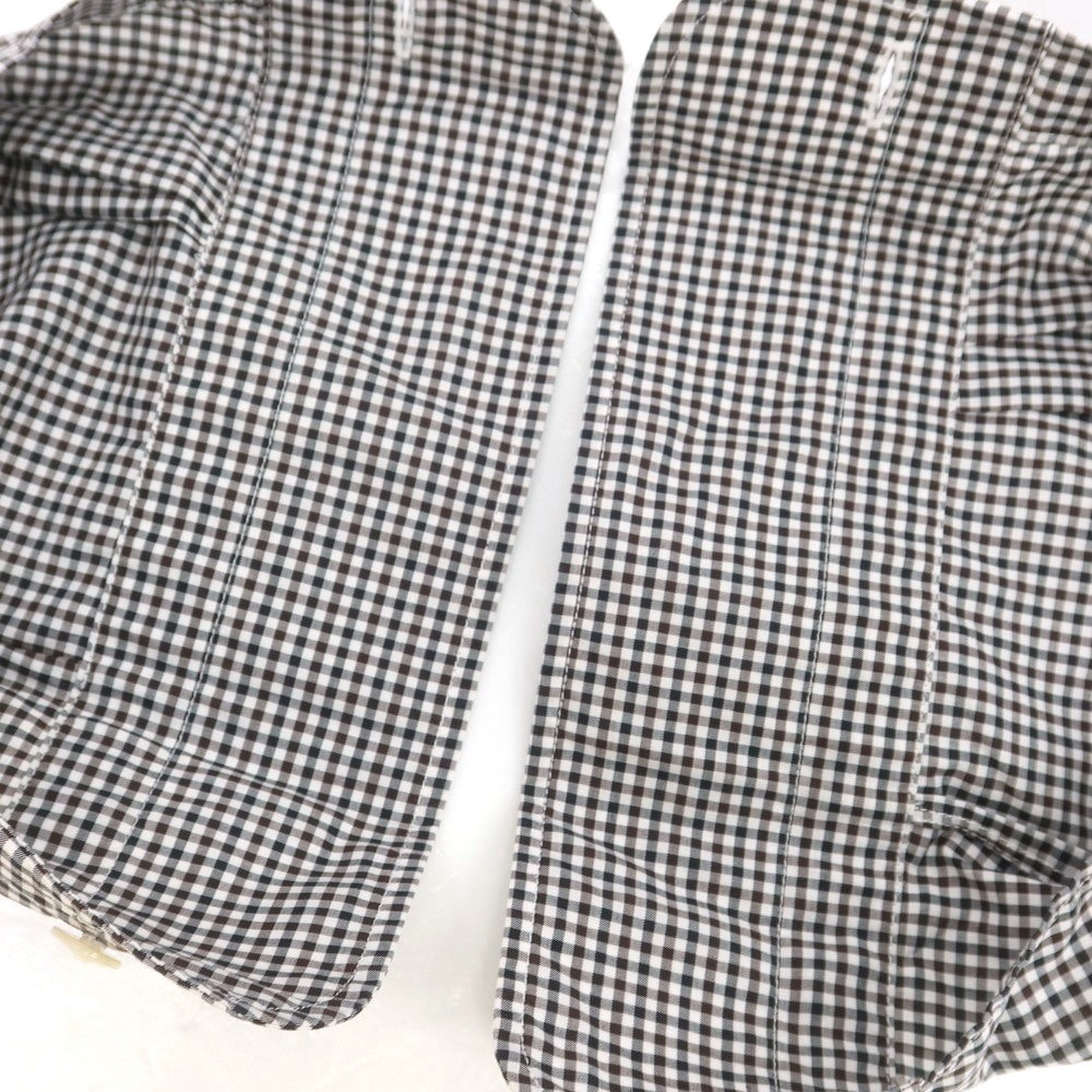 【中古】バルバ ダンディライフ BARBA DANDY LIFE コットン チェック ワイドカラー カジュアルシャツ ホワイトxブラウン【 40 】【 状態ランクC 】【 メンズ 】