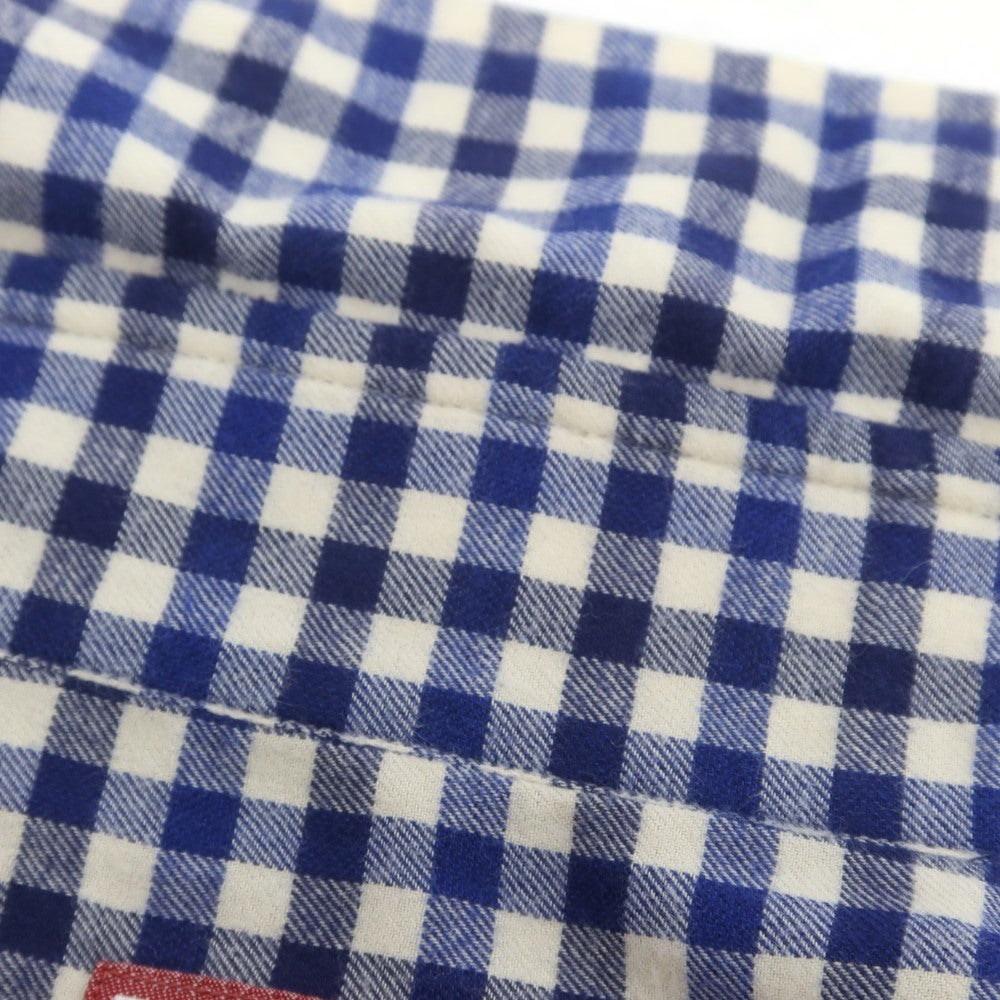 【中古】バルバ ダンディライフ BARBA DANDY LIFE コットン チェック ワイドカラー カジュアルシャツ ブルーxネイビー【 40 】【 状態ランクC 】【 メンズ 】