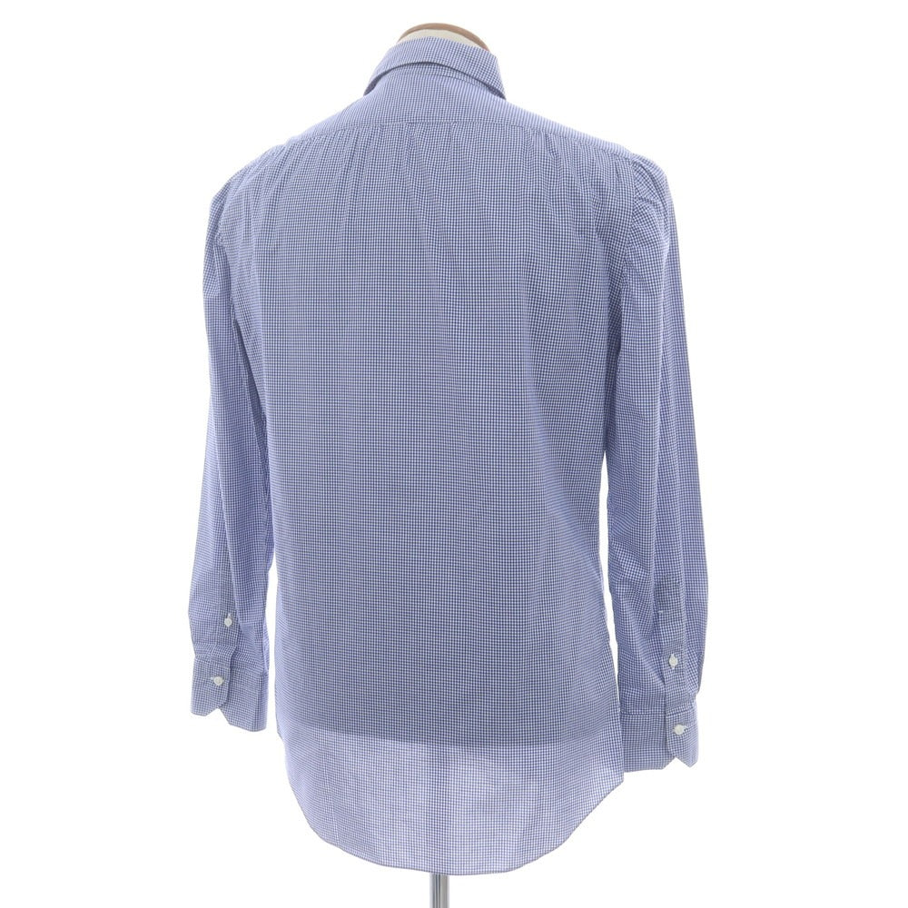 【中古】フィナモレ Finamore コットン ギンガムチェック セミワイドカラー ドレスシャツ ブルーxホワイト【 40 】【 状態ランクC 】【 メンズ 】