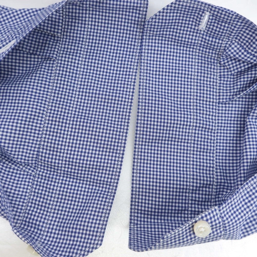 【中古】フィナモレ Finamore コットン ギンガムチェック セミワイドカラー ドレスシャツ ブルーxホワイト【 40 】【 状態ランクC 】【 メンズ 】