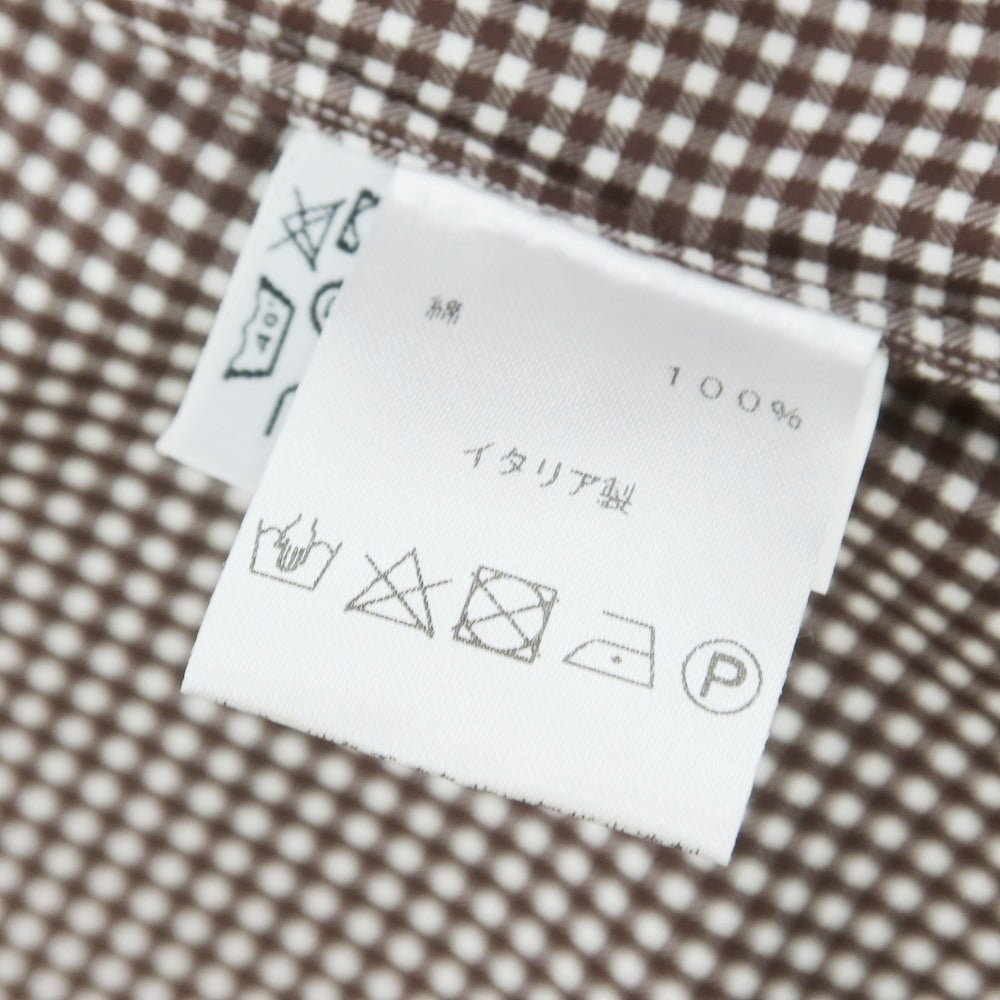 【中古】ルイジ ボレッリ Luigi Borrelli コットン チェック ボタンダウン カジュアルシャツ ブラウンxホワイト【 40 】【 状態ランクC 】【 メンズ 】