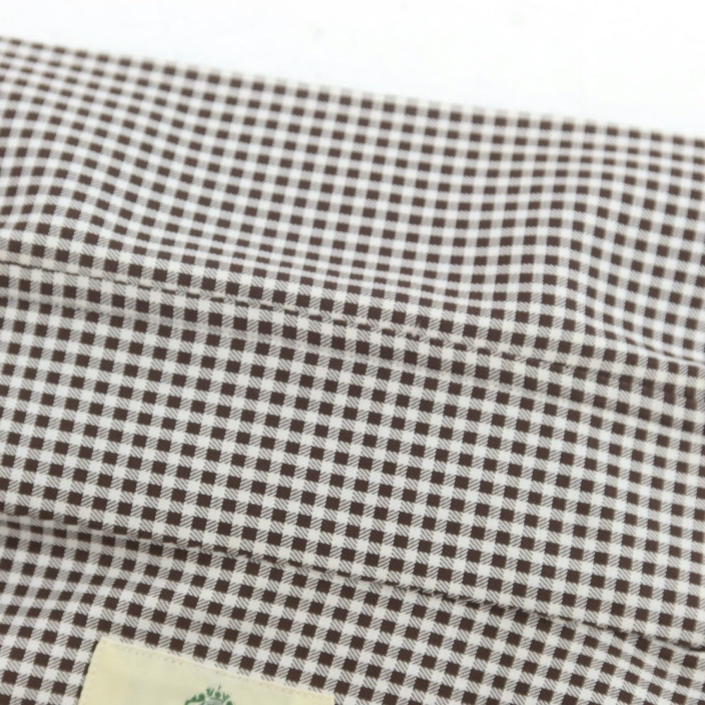 【中古】ルイジ ボレッリ Luigi Borrelli コットン チェック ボタンダウン カジュアルシャツ ブラウンxホワイト【 40 】【 状態ランクC 】【 メンズ 】