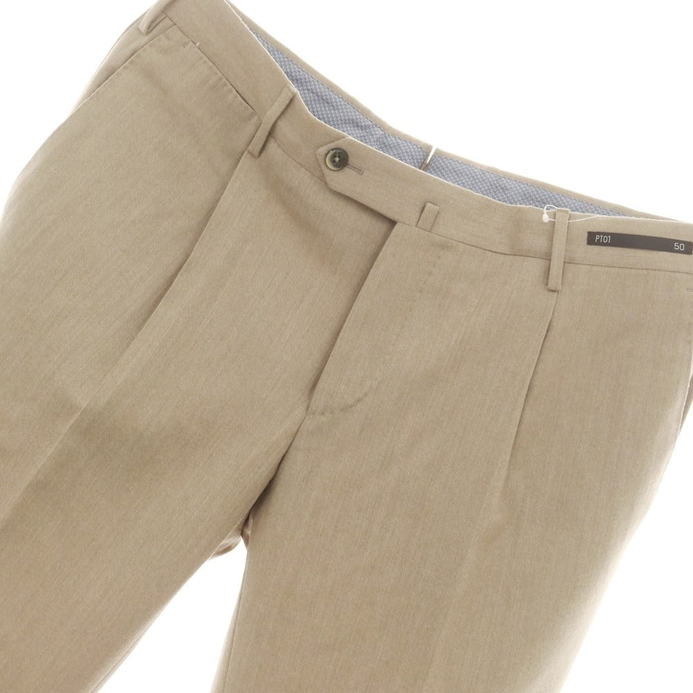 【中古】ピーティーゼロウーノ PT01 ウールカシミヤ ドレススラックスパンツ ベージュ【 50 】【 状態ランクB 】【 メンズ 】