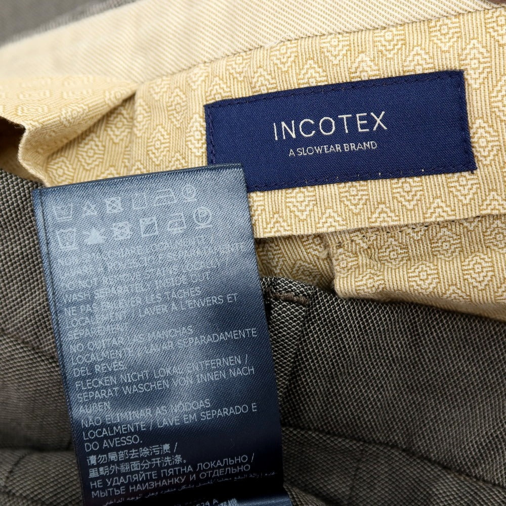 【中古】インコテックス INCOTEX ストレッチ コットン カジュアルスラックスパンツ ブラックxホワイト【サイズ48】【 状態ランクB 】【 メンズ 】