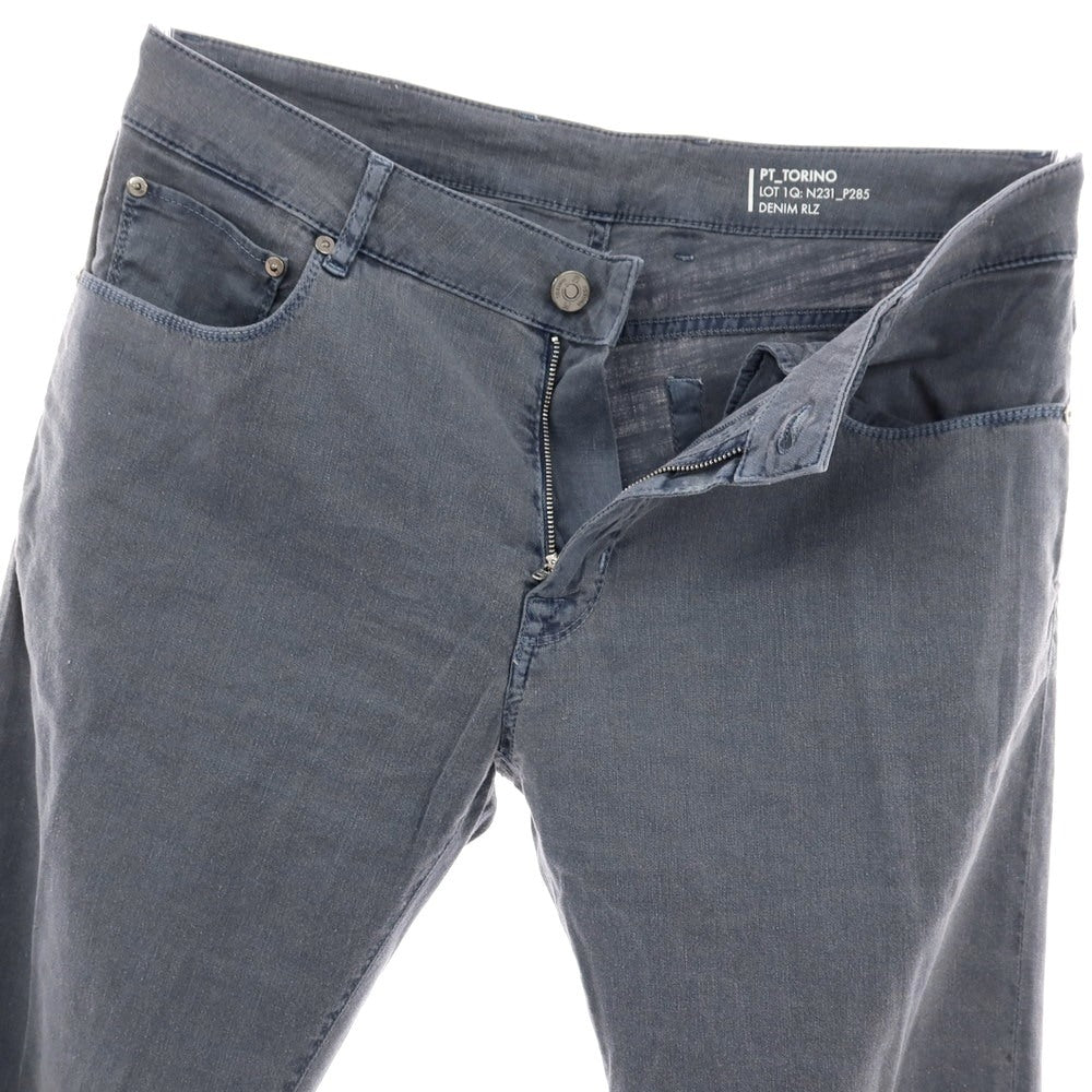 【中古】ピーティートリノ デニム PT TORINO DENIM JAZZ ストレッチ リネンコットン 5ポケットパンツ グレイッシュブルー【サイズ34】【 状態ランクB 】【 メンズ 】