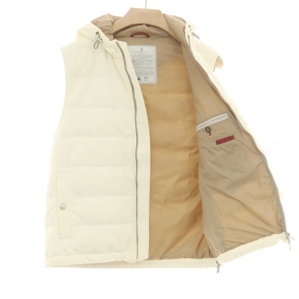 【中古】ブルネロクチネリ Brunello Cucinelli コットン フーデッド ダウンベスト ブルゾン オフホワイト【 44/S 】【 状態ランクD 】【 メンズ 】