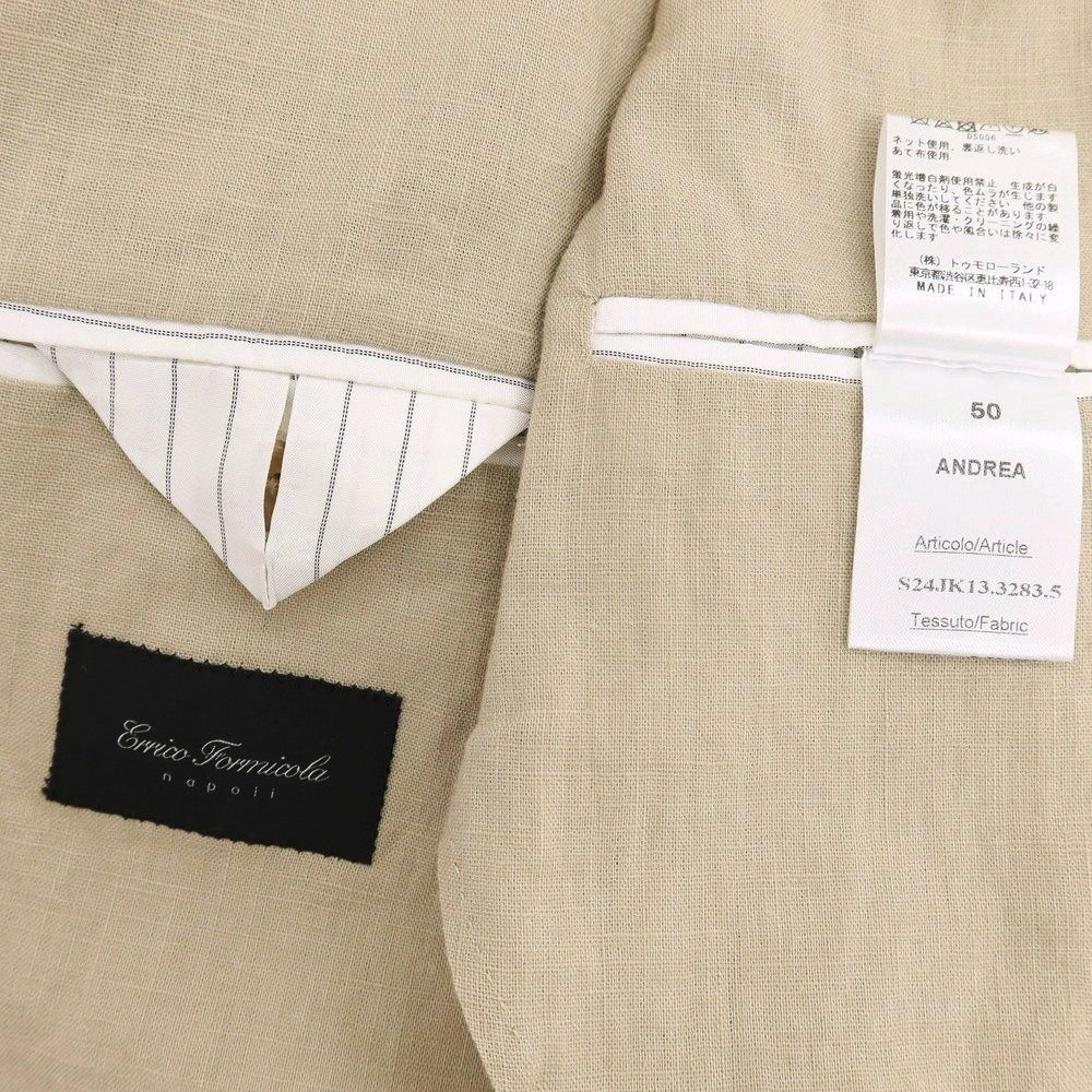 【中古】エリコフォルミコラ ERRICO FORMICOLA リネン 3B カジュアルジャケット ベージュ【 50 】【 状態ランクC 】【 メンズ 】