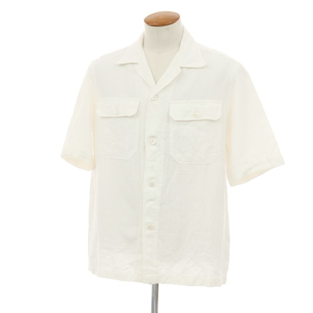 【中古】サルヴァトーレピッコロ Salvatore Piccolo リネン オープンカラー 半袖シャツ ホワイト【サイズM】【 状態ランクB 】【 メンズ 】