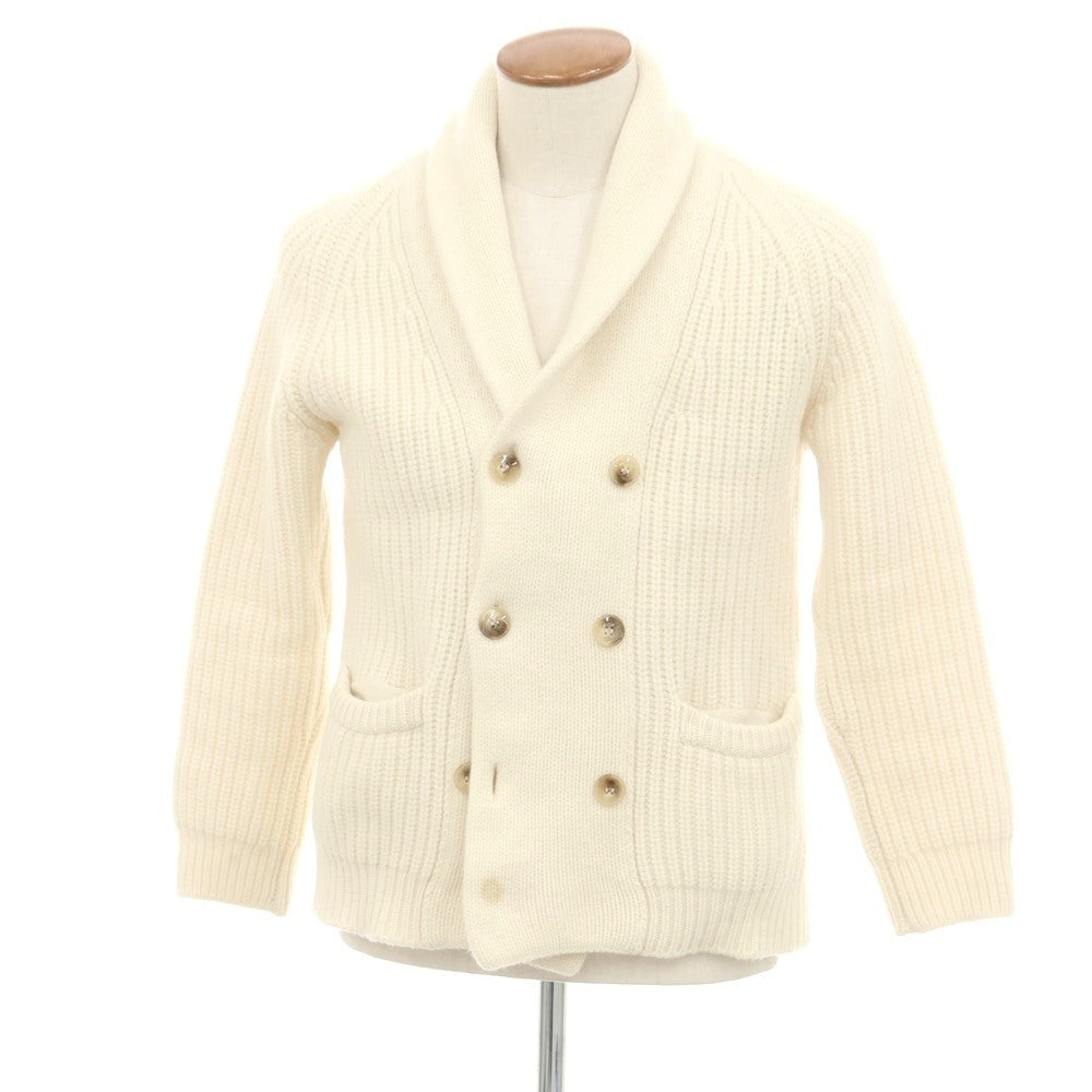 【中古】セッテフィーリ カシミア Settefili Cashmere ローゲージ ウールカシミヤ ショールカラー カーディガン アイボリー【 46/XS 】【 状態ランクC 】【 メンズ 】
