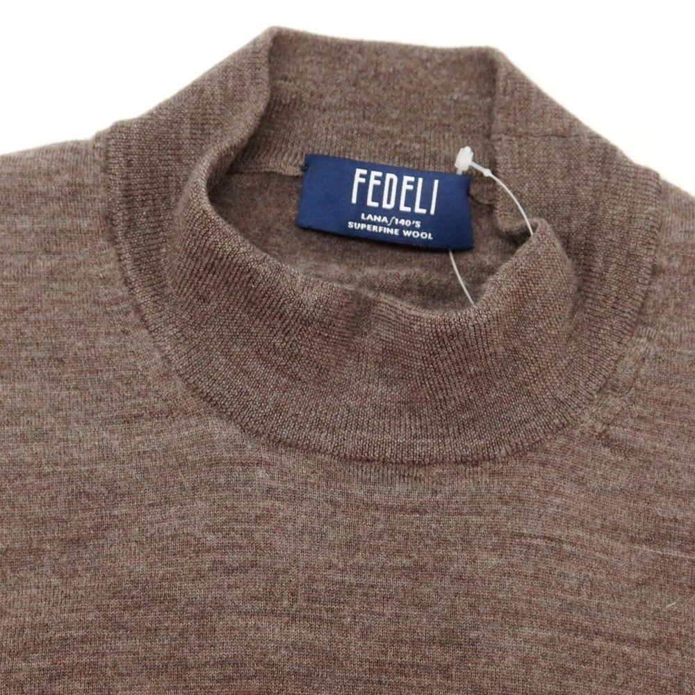 【中古】フェデーリ FEDELI ハイゲージ ウール モックネック プルオーバーニット アッシュブラウン【 48 】【 状態ランクC 】【 メンズ 】