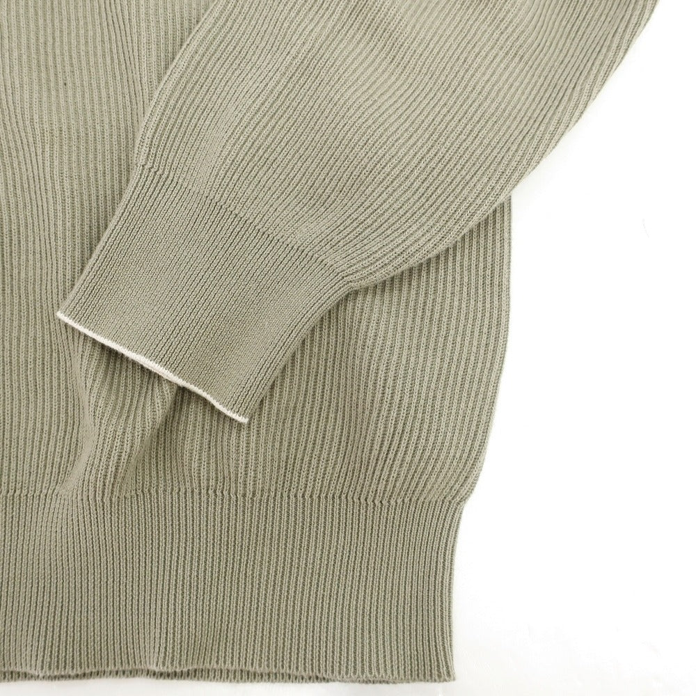 【中古】ブルネロクチネリ Brunello Cucinelli リブ編み ハイゲージ コットン ニット パーカー スモークグリーン【サイズ46】【 状態ランクC 】【 メンズ 】