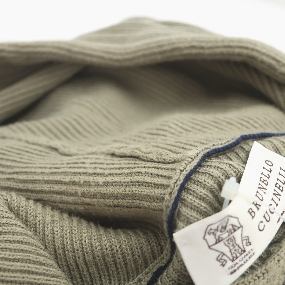 【中古】ブルネロクチネリ Brunello Cucinelli リブ編み ハイゲージ コットン ニット パーカー スモークグリーン【サイズ46】【 状態ランクC 】【 メンズ 】