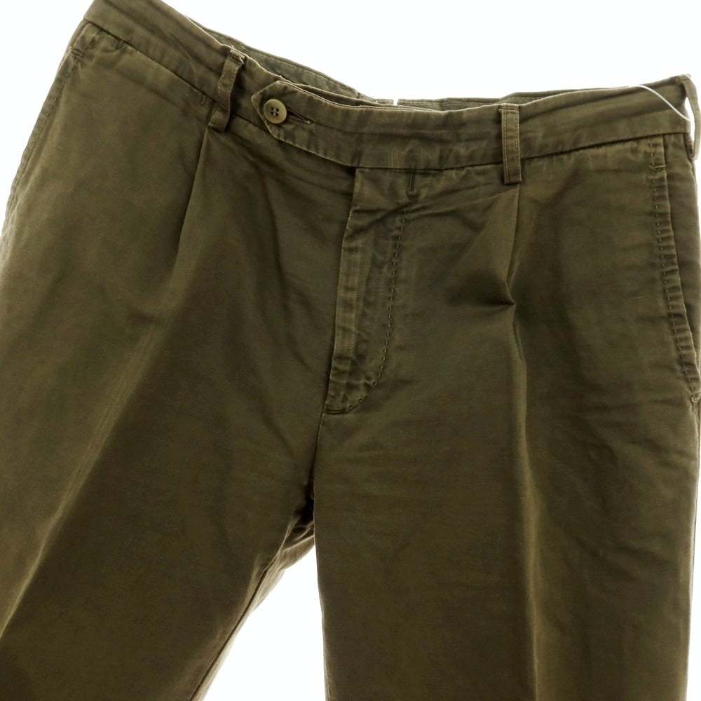 【中古】ロータスポーツ ROTA SPORTS コットンリネン カジュアルスラックスパンツ ダークオリーブ【サイズ48】【 状態ランクC 】【 メンズ 】