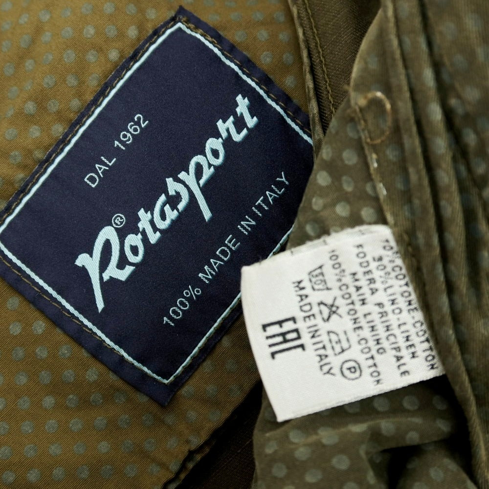 【中古】ロータスポーツ ROTA SPORTS コットンリネン カジュアルスラックスパンツ ダークオリーブ【サイズ48】【 状態ランクC 】【 メンズ 】