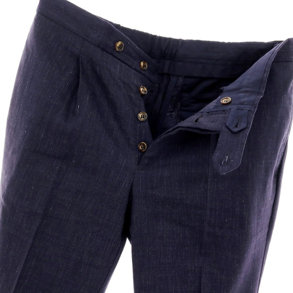 【中古】ロータスポーツ ROTA SPORTS ストレッチ ウールリネンコットン イージースラックスパンツ ネイビー【サイズ48】【 状態ランクB 】【 メンズ 】