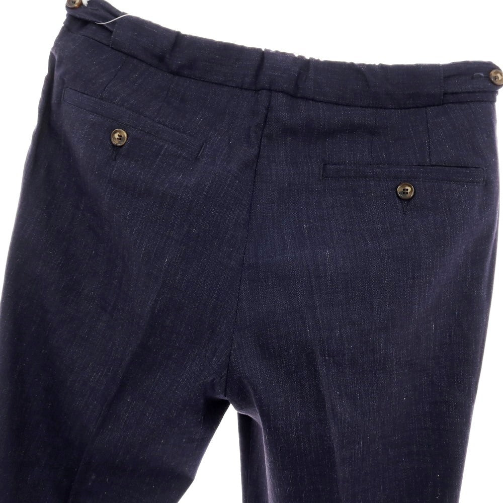 【中古】ロータスポーツ ROTA SPORTS ストレッチ ウールリネンコットン イージースラックスパンツ ネイビー【サイズ48】【 状態ランクB 】【 メンズ 】