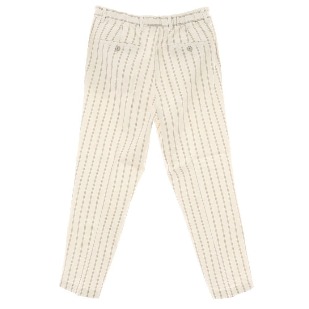 【中古】ブリリア1949 BRIGLIA 1949 ストレッチ リネンコットン イージースラックスパンツ ホワイトxベージュ【サイズ48】【 状態ランクB 】【 メンズ 】