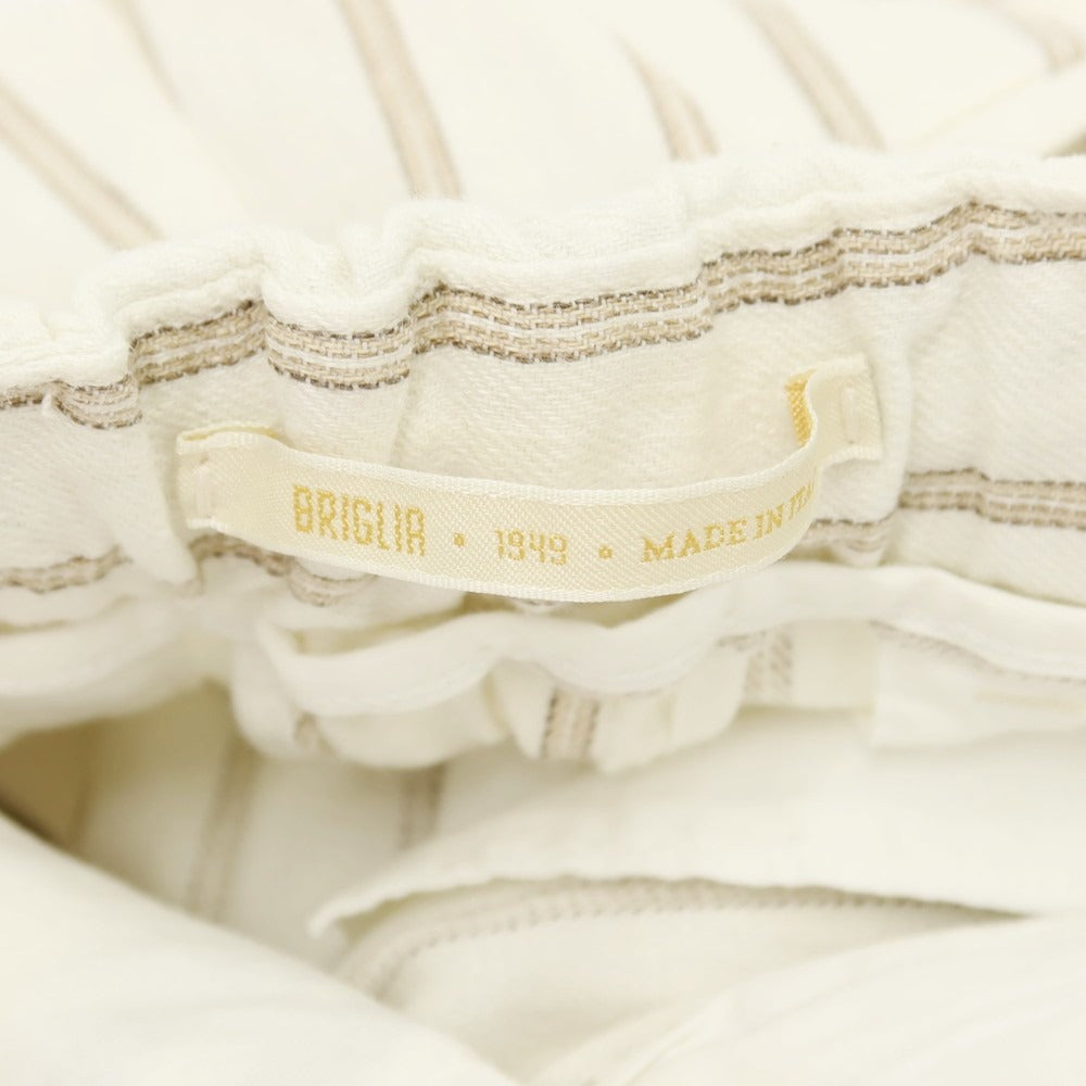 【中古】ブリリア1949 BRIGLIA 1949 ストレッチ リネンコットン イージースラックスパンツ ホワイトxベージュ【サイズ48】【 状態ランクB 】【 メンズ 】