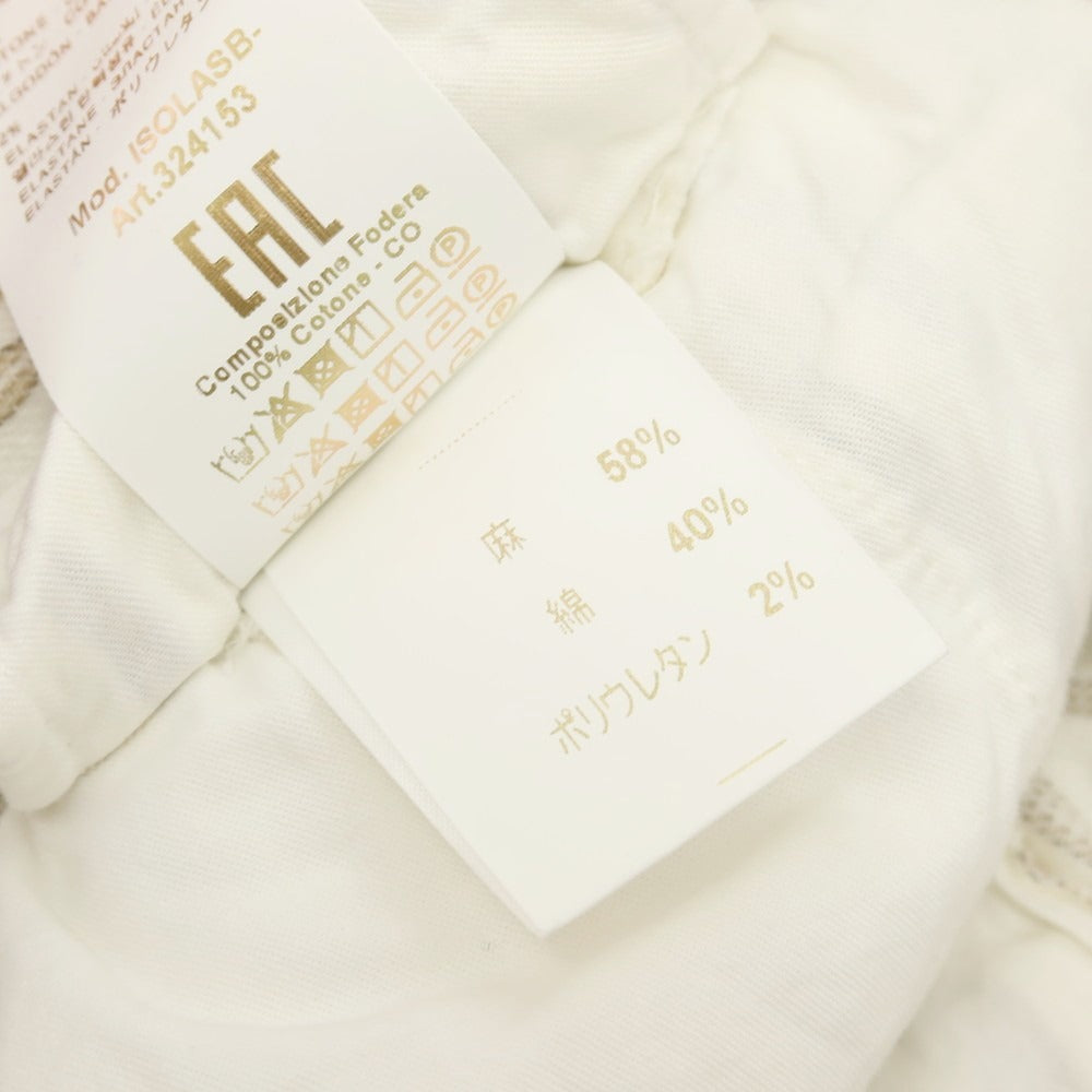 【中古】ブリリア1949 BRIGLIA 1949 ストレッチ リネンコットン イージースラックスパンツ ホワイトxベージュ【サイズ48】【 状態ランクB 】【 メンズ 】