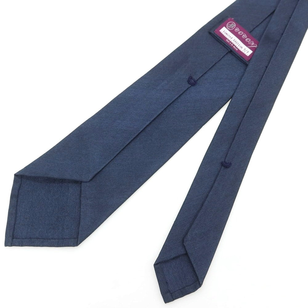 【中古】ココン COCON 柞蚕シルク トレピエゲ ソリッド ネクタイ ネイビー【 状態ランクB 】【 メンズ 】