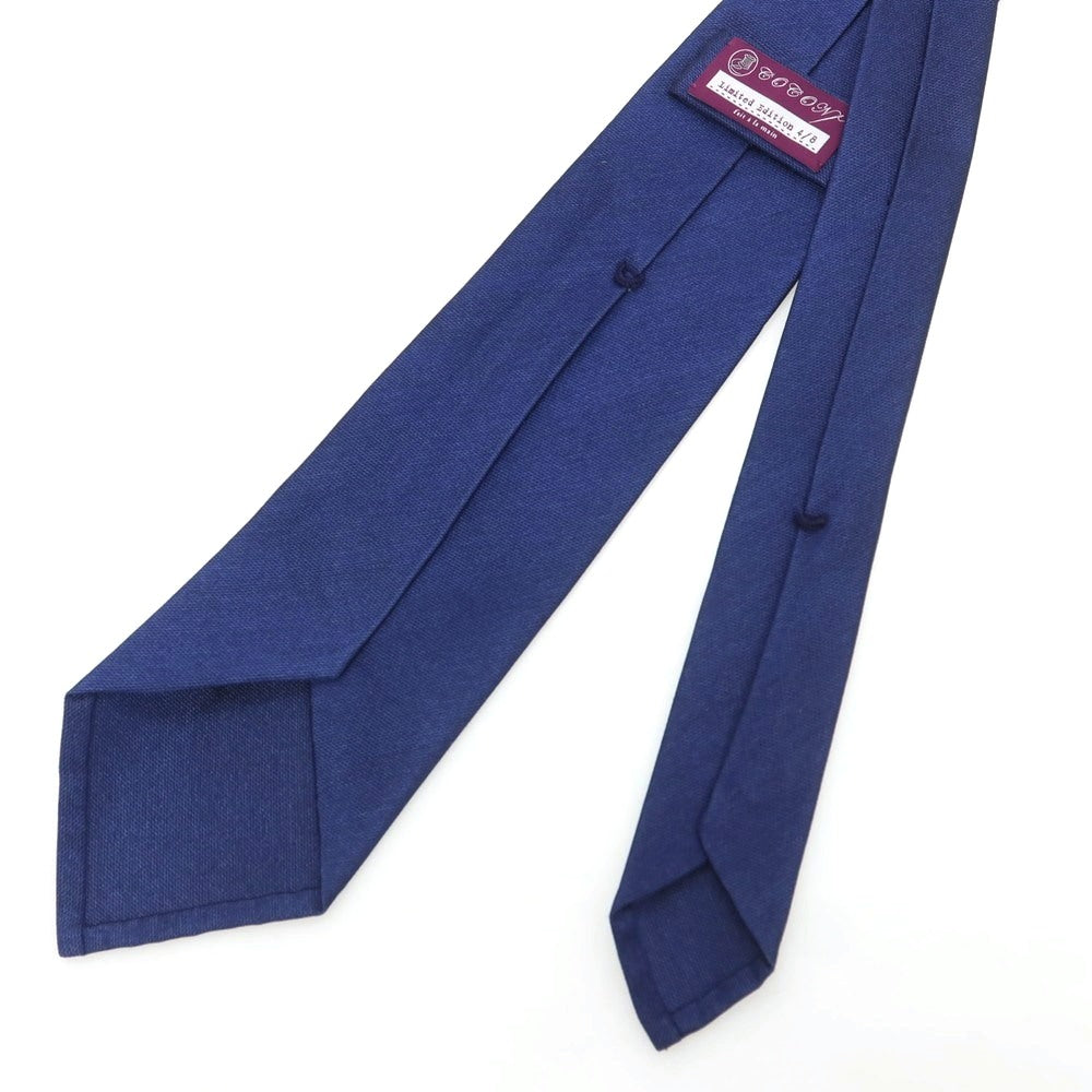 【中古】ココン COCON 柞蚕シルク トレピエゲ ソリッド ネクタイ ライトネイビー【 状態ランクB 】【 メンズ 】