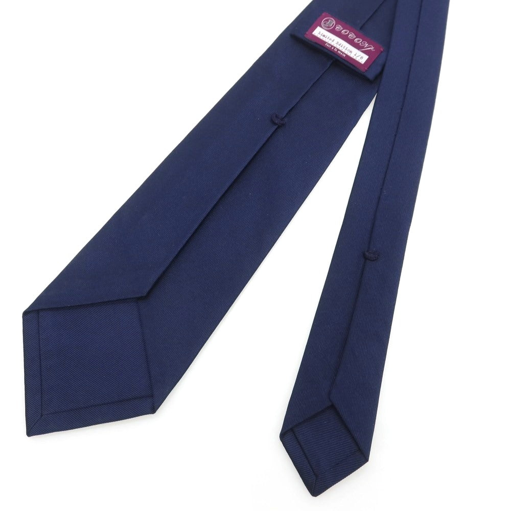 【中古】ココン COCON シルク トレピエゲ ソリッド ネクタイ ネイビー【 状態ランクB 】【 メンズ 】