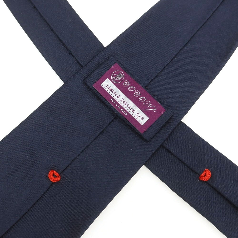 【中古】ココン COCON シルク トレピエゲ ソリッド ネクタイ ネイビー【 状態ランクB 】【 メンズ 】