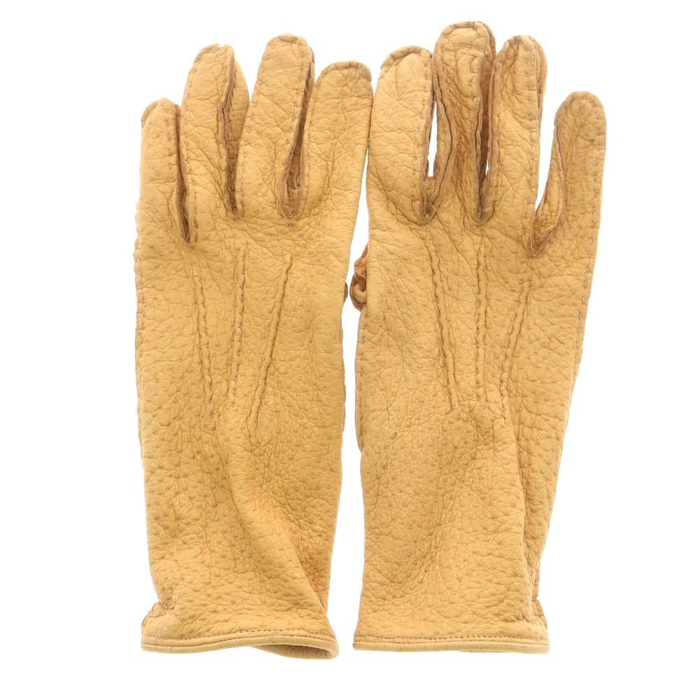 【中古】チェスタージェフリー CHESTER JEFFERIES レザー 手袋 グローブ イエローベージュ【 表記なし(M位) 】【 状態ランクC 】【 メンズ 】