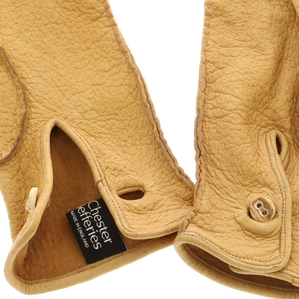 【中古】チェスタージェフリー CHESTER JEFFERIES レザー 手袋 グローブ イエローベージュ【 表記なし(M位) 】【 状態ランクC 】【 メンズ 】