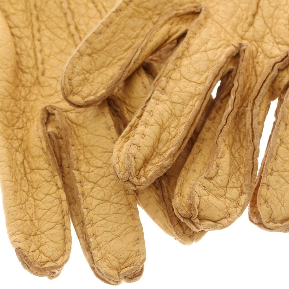 【中古】チェスタージェフリー CHESTER JEFFERIES レザー 手袋 グローブ イエローベージュ【 表記なし(M位) 】【 状態ランクC 】【 メンズ 】