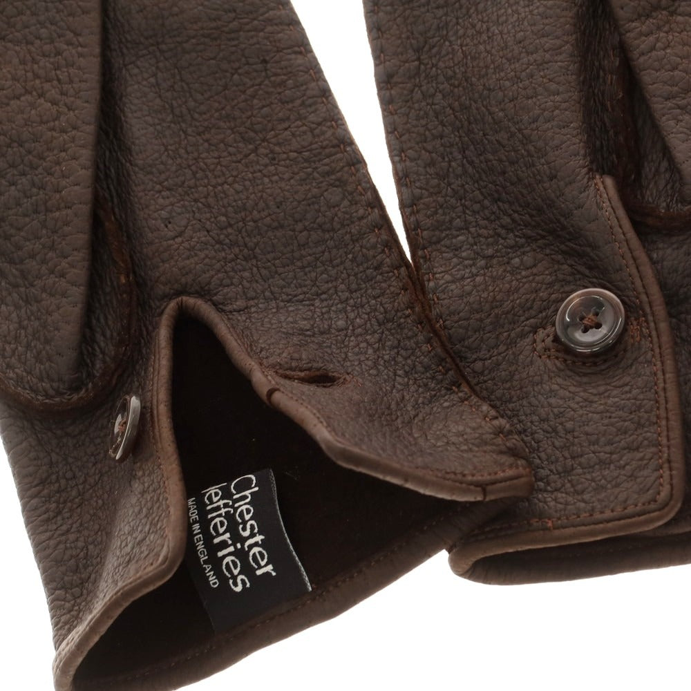 【中古】チェスタージェフリー CHESTER JEFFERIES レザー 手袋 グローブ ダークブラウン【 表記なし(M位) 】【 状態ランクB 】【 メンズ 】
