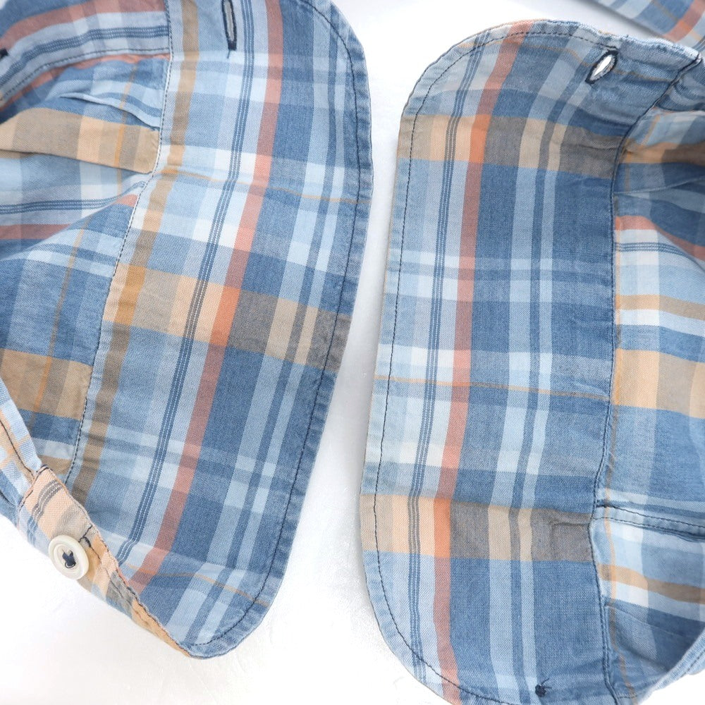 【中古】ジャンネット giannetto コットン チェック ボタンダウン カジュアルシャツ ブルーxオレンジ【 44 】【 状態ランクB 】【 メンズ 】