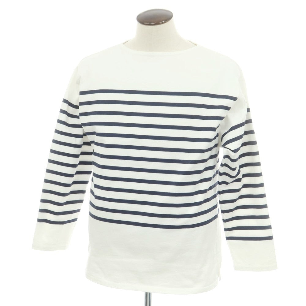 【中古】シオタ CIOTA コットン ボーダー ボートネック 長袖Tシャツ ホワイトxネイビー【 6 】【 状態ランクB 】【 メンズ 】