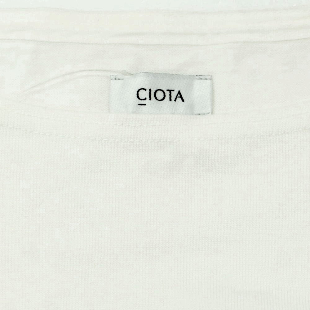 【中古】シオタ CIOTA コットン ボーダー ボートネック 長袖Tシャツ ホワイトxネイビー【 6 】【 状態ランクB 】【 メンズ 】