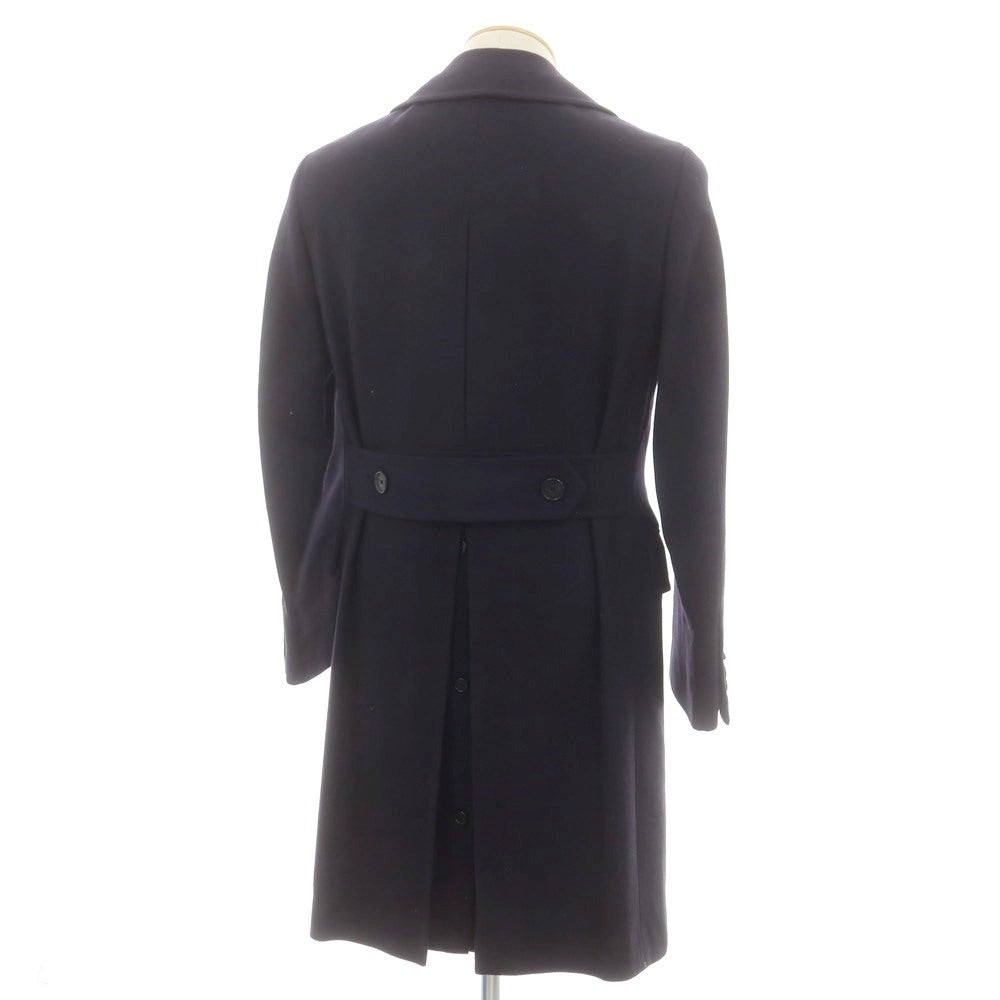 【中古】サルトリアパルマ Sartoria Parma BEAMS F別注 ウール ヘリンボーン織り ダブルブレストコート ネイビー【 44 】【 状態ランクB 】【 メンズ 】