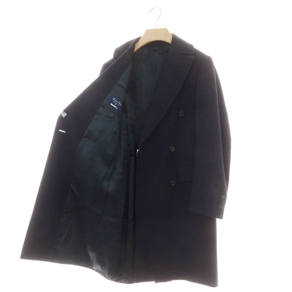 【中古】サルトリアパルマ Sartoria Parma BEAMS F別注 ウール ヘリンボーン織り ダブルブレストコート ネイビー【 44 】【 状態ランクB 】【 メンズ 】