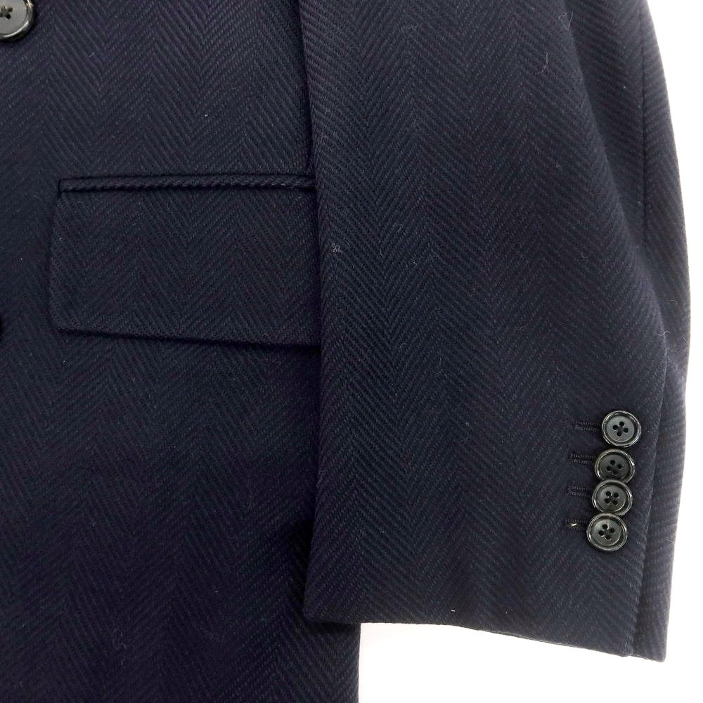 【中古】サルトリアパルマ Sartoria Parma BEAMS F別注 ウール ヘリンボーン織り ダブルブレストコート ネイビー【 44 】【 状態ランクB 】【 メンズ 】