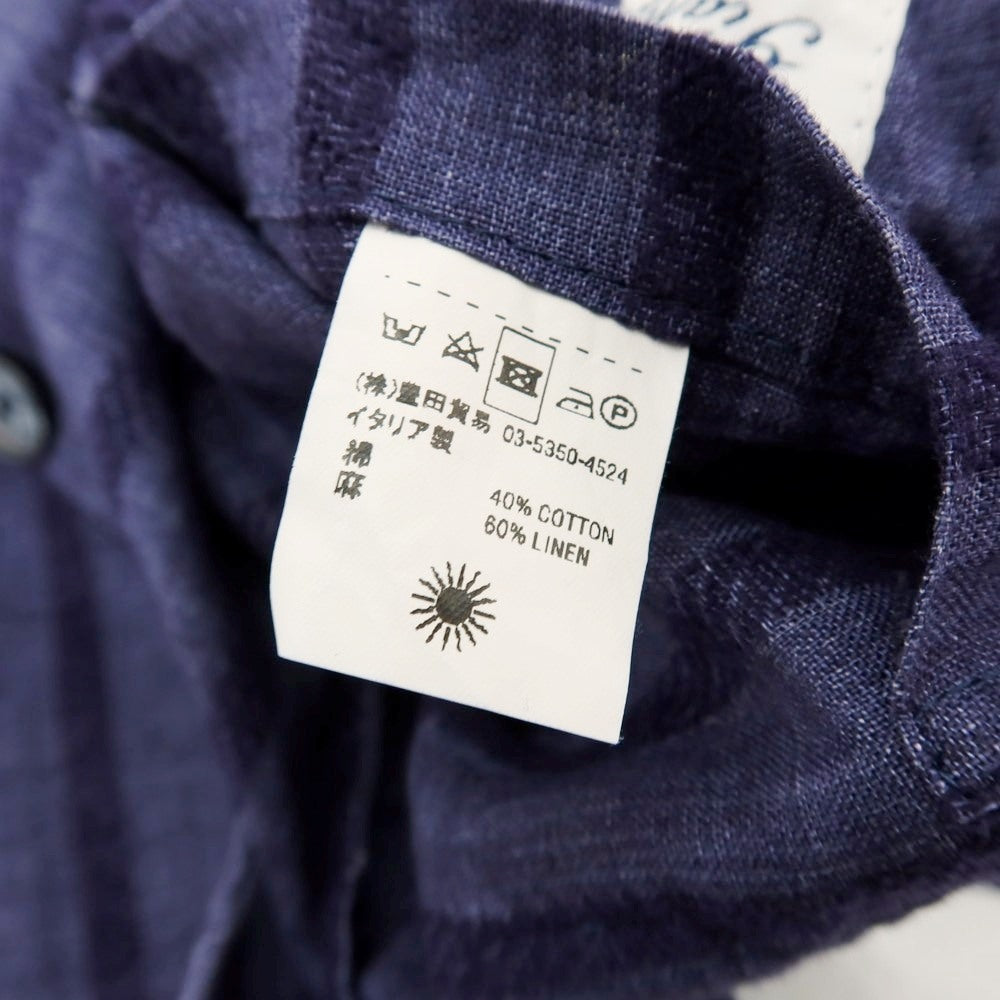 【中古】ジャンネット giannetto コットンリネン ストライプ 2B カジュアルジャケット ネイビー【 42 】【 状態ランクB 】【 メンズ 】
