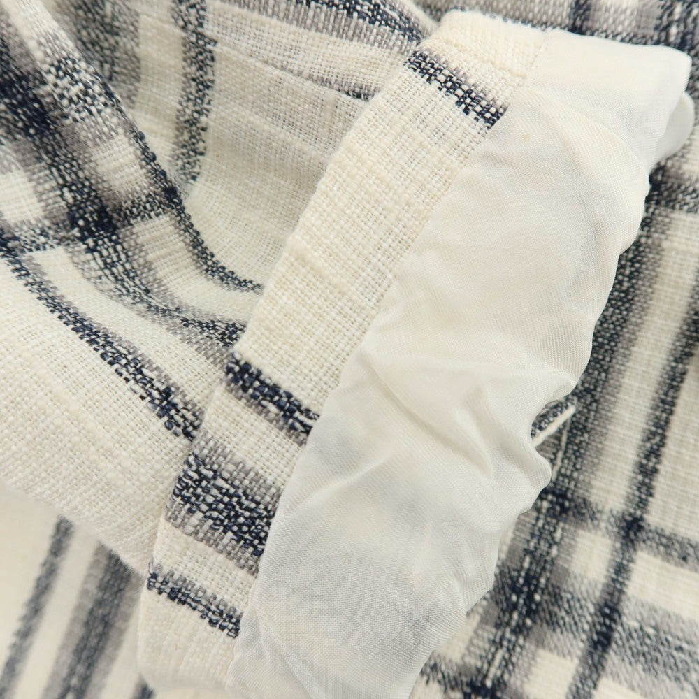 【中古】タリアトーレ TAGLIATORE Brilla per il gusto別注 リネンコットンアクリルナイロン チェック 2B カジュアルジャケット ホワイトxネイビー【 42 】【 状態ランクC 】【 メンズ 】