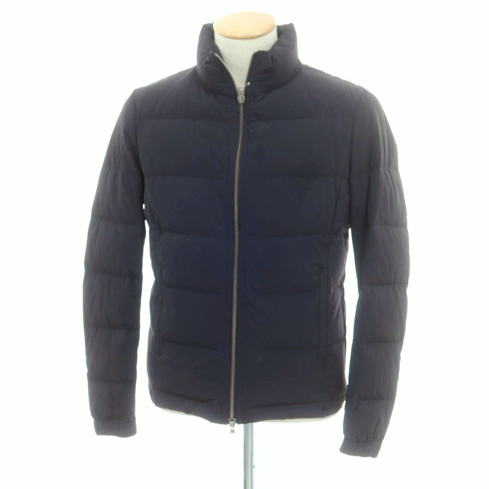 【中古】ヘルノ Herno ナイロンポリウレタン スタンドカラー ダブルジップ ダウンジャケット ネイビー【 44 】【 状態ランクC 】【 メンズ 】