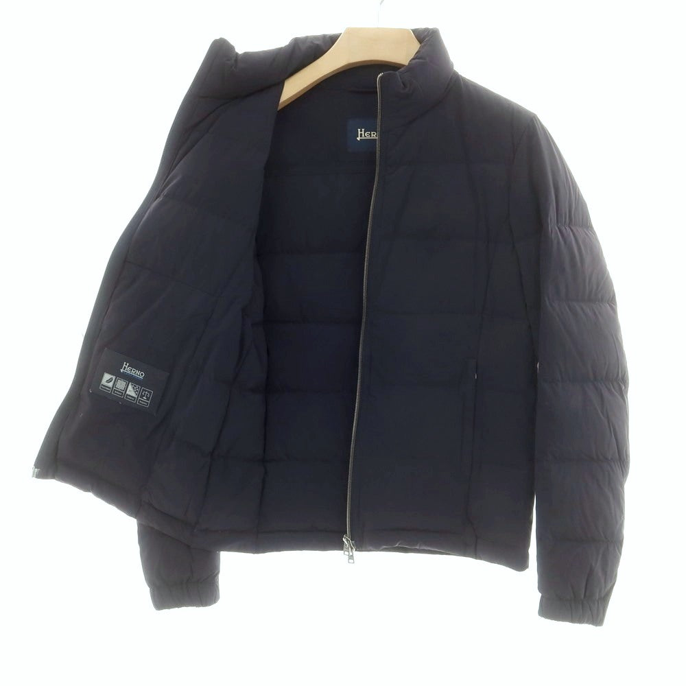 【中古】ヘルノ Herno ナイロンポリウレタン スタンドカラー ダブルジップ ダウンジャケット ネイビー【 44 】【 状態ランクC 】【 メンズ 】