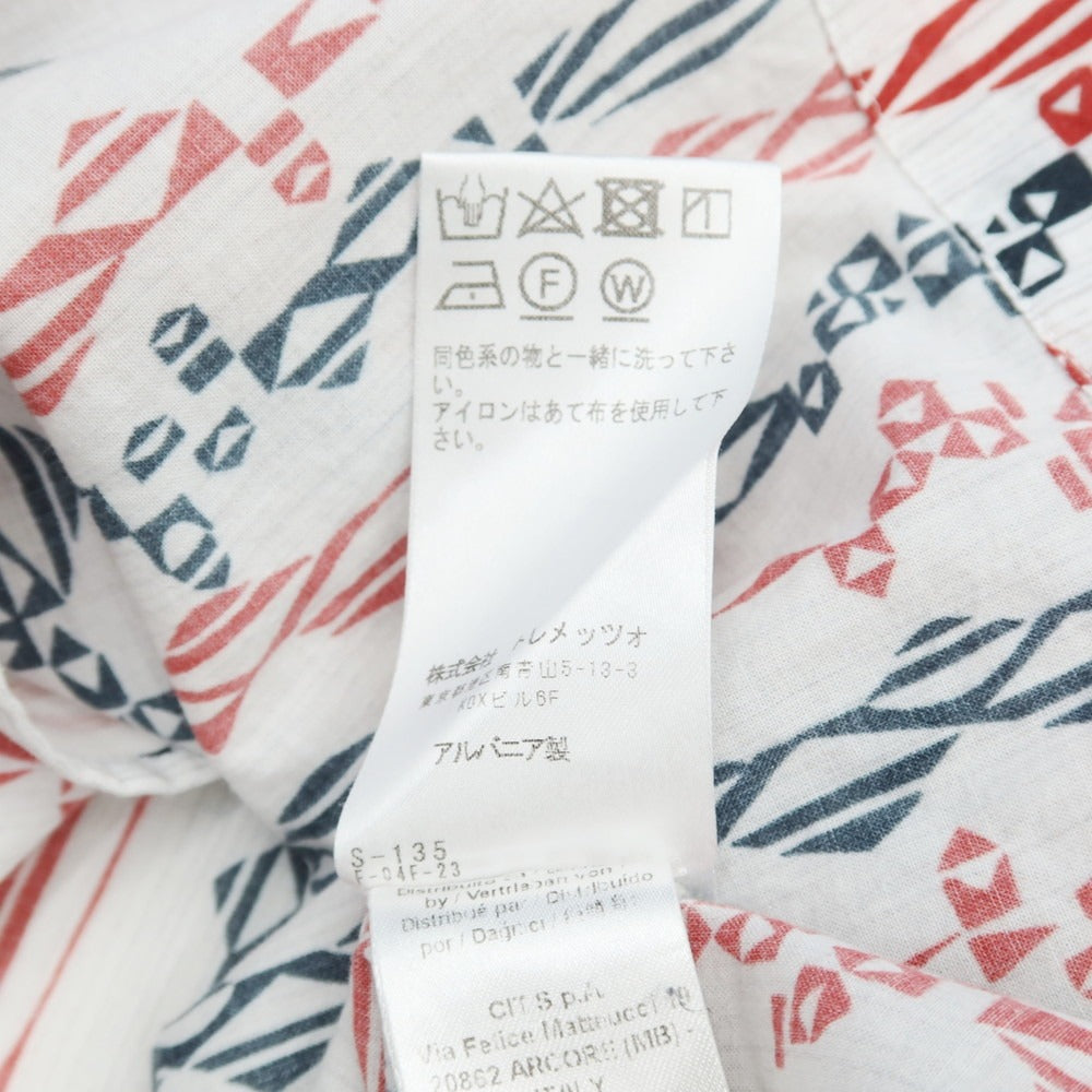 【中古】バグッタ Bagutta コットン 総柄 プリント オープンカラー カジュアルシャツ ホワイトxレッド【サイズXS】【 状態ランクB 】【 メンズ 】