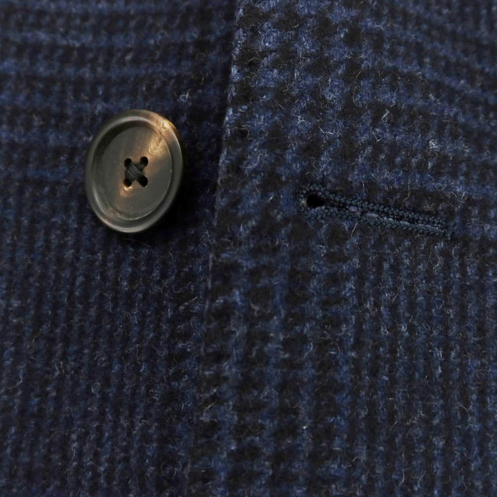 【中古】ラルディーニ LARDINI ウールナイロン グレンチェック チェスターフィールドコート ネイビー【 46 】【 状態ランクB 】【 メンズ 】
