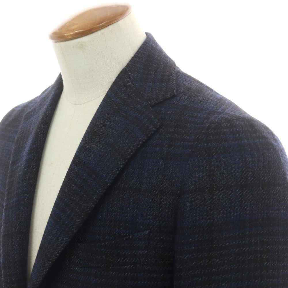 【中古】タリアトーレ TAGLIATORE ウールアセテート チェック テーラードジャケット ネイビーxブラック【 46 】【 状態ランクB 】【 メンズ 】
