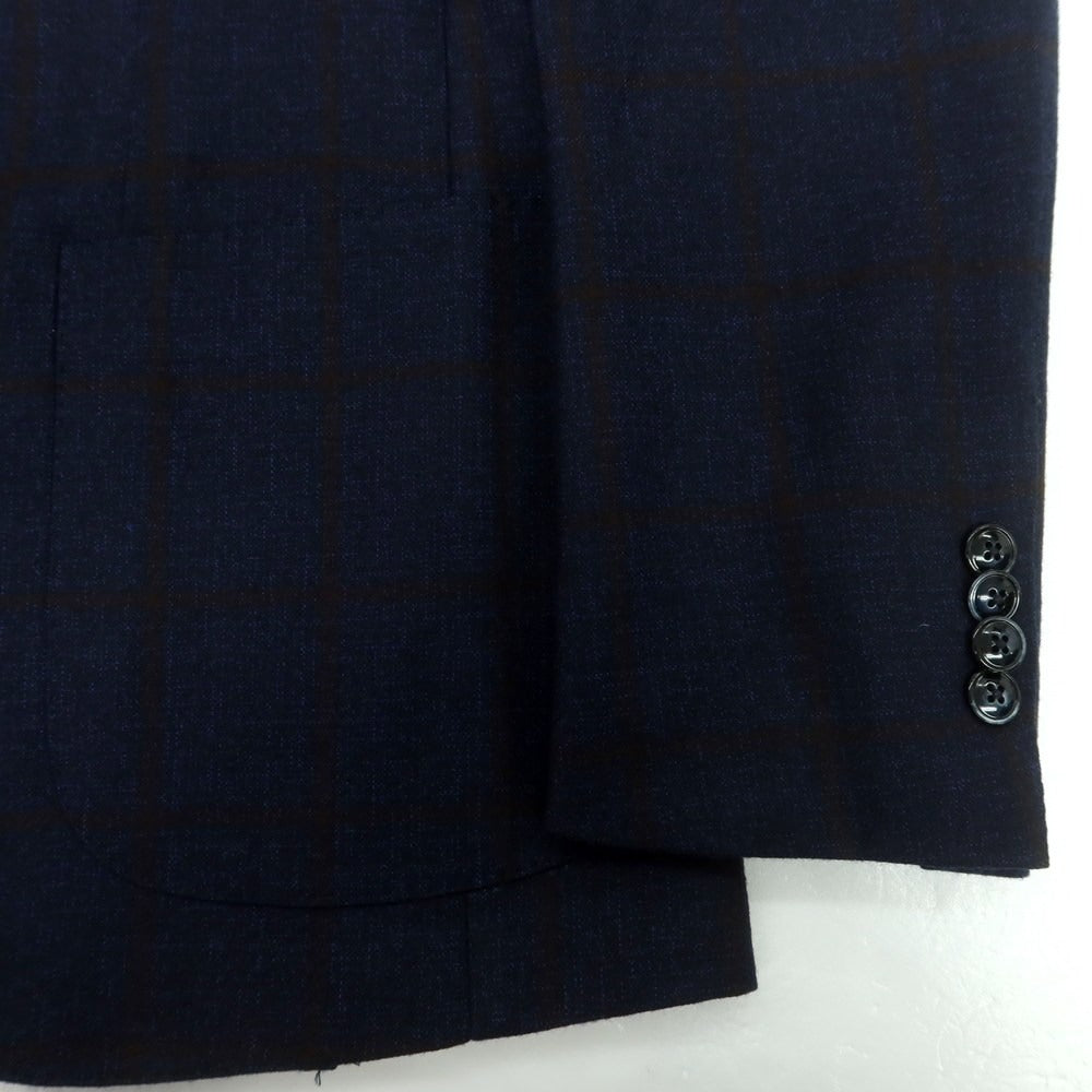 【中古】バルバ BARBA ウール チェック テーラードジャケット ネイビー【 46 】【 状態ランクA 】【 メンズ 】