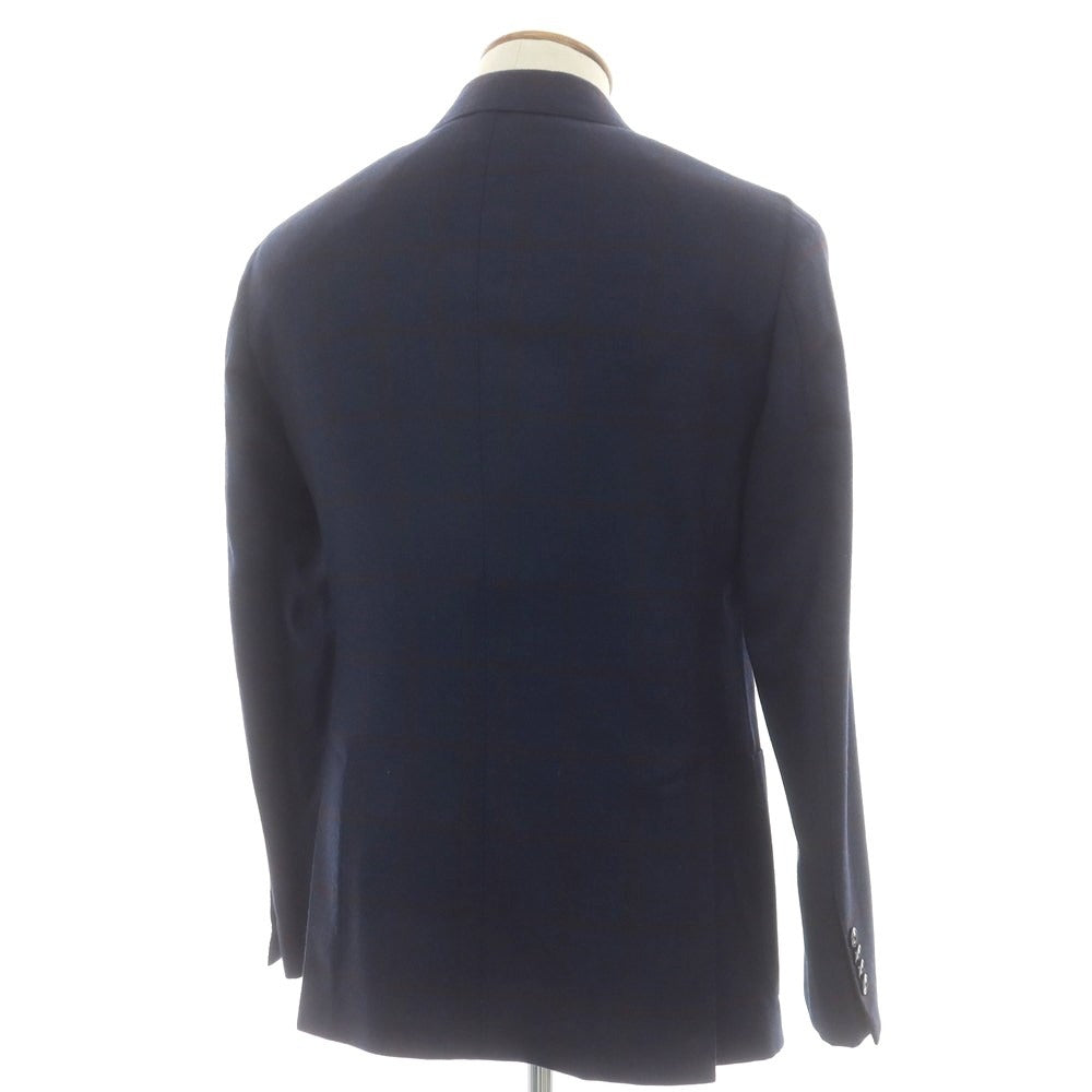 【中古】バルバ BARBA ウール チェック テーラードジャケット ネイビー【 46 】【 状態ランクA 】【 メンズ 】