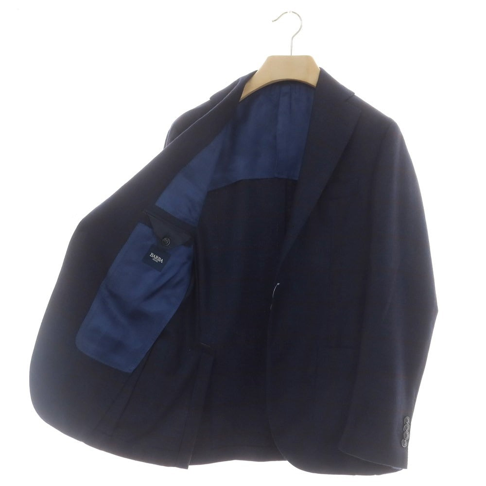 【中古】バルバ BARBA ウール チェック テーラードジャケット ネイビー【 46 】【 状態ランクA 】【 メンズ 】