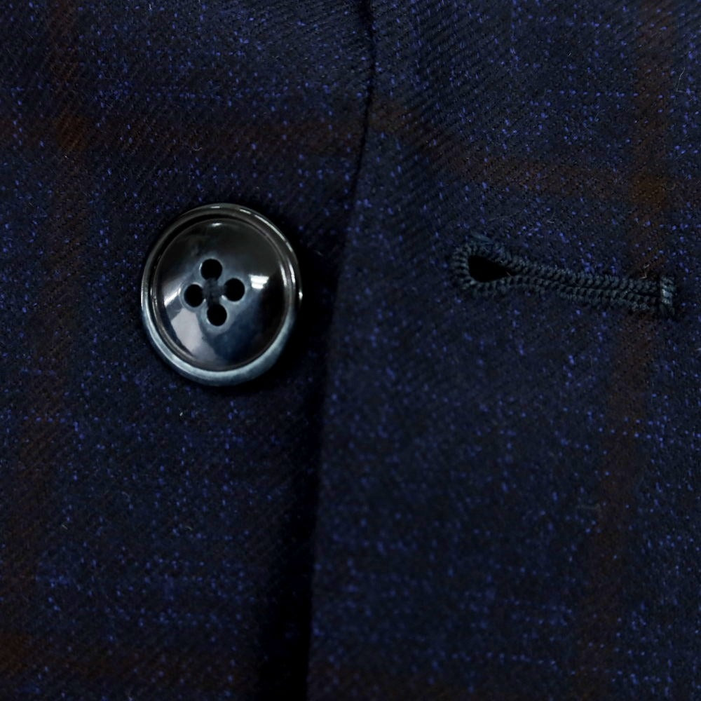 【中古】バルバ BARBA ウール チェック テーラードジャケット ネイビー【 46 】【 状態ランクA 】【 メンズ 】