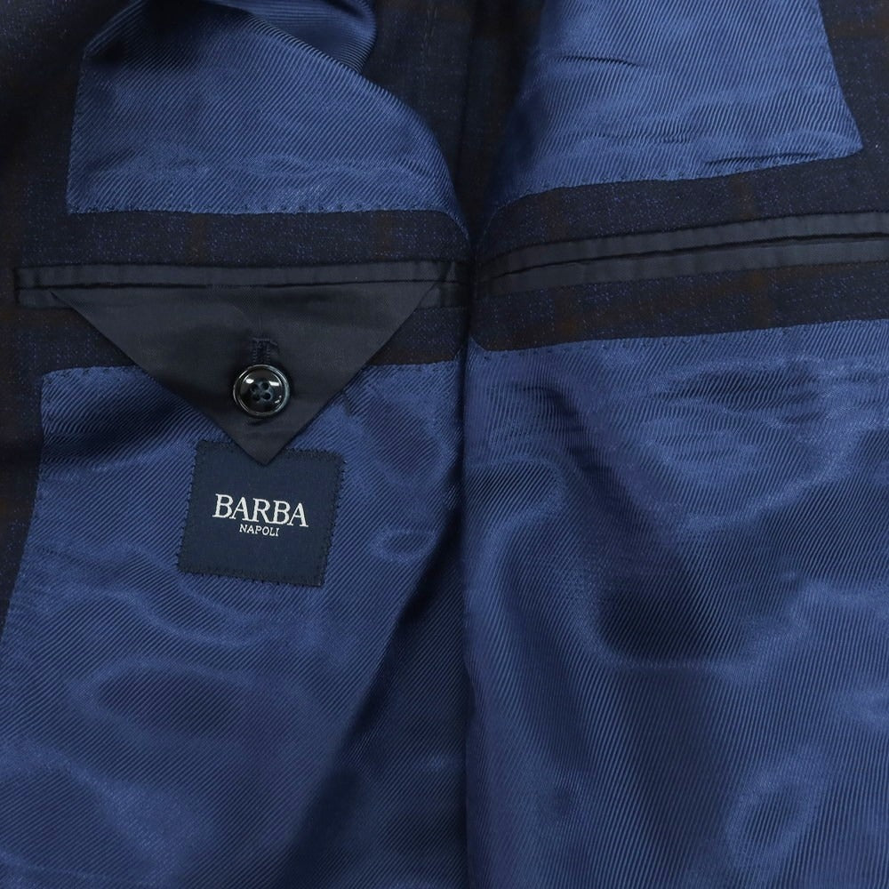 【中古】バルバ BARBA ウール チェック テーラードジャケット ネイビー【 46 】【 状態ランクA 】【 メンズ 】