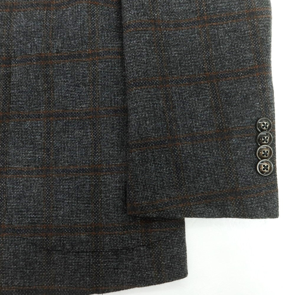 【中古】バルバ BARBA ウールカシミヤ チェック テーラードジャケット グレーxブラック【 46 】【 状態ランクB 】【 メンズ 】